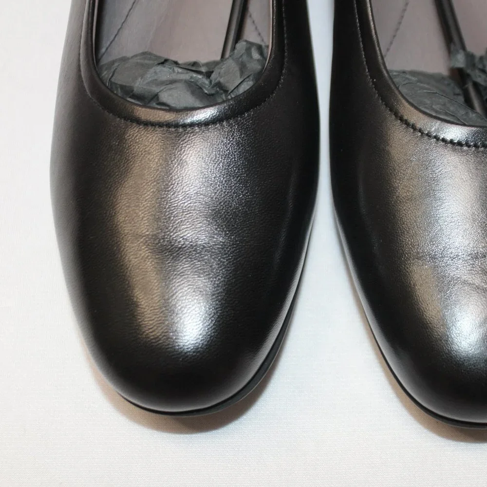 SAS Regina Black Leather Heels